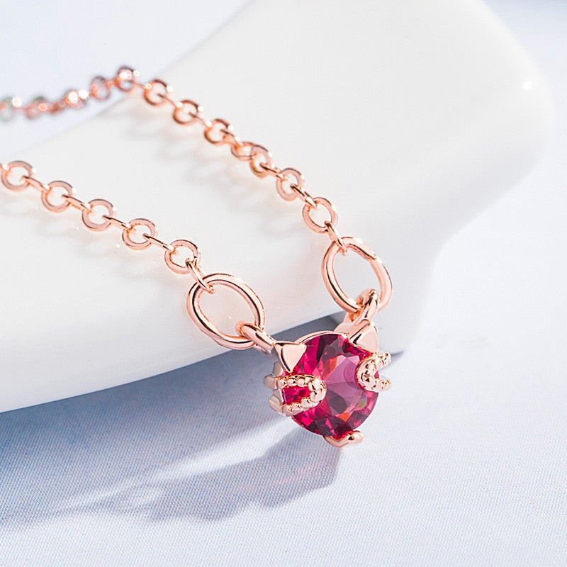 Natural Ruby 14K Rose Gold Pendant Necklace - Omamoristone お守り石