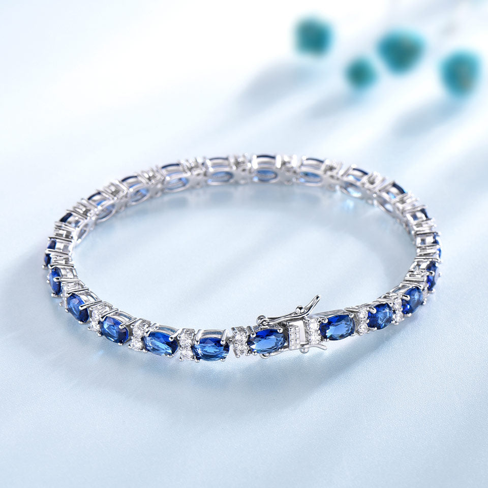 Blue Spinel Bracelets925 Sterling Silver - Omamoristone お守り石