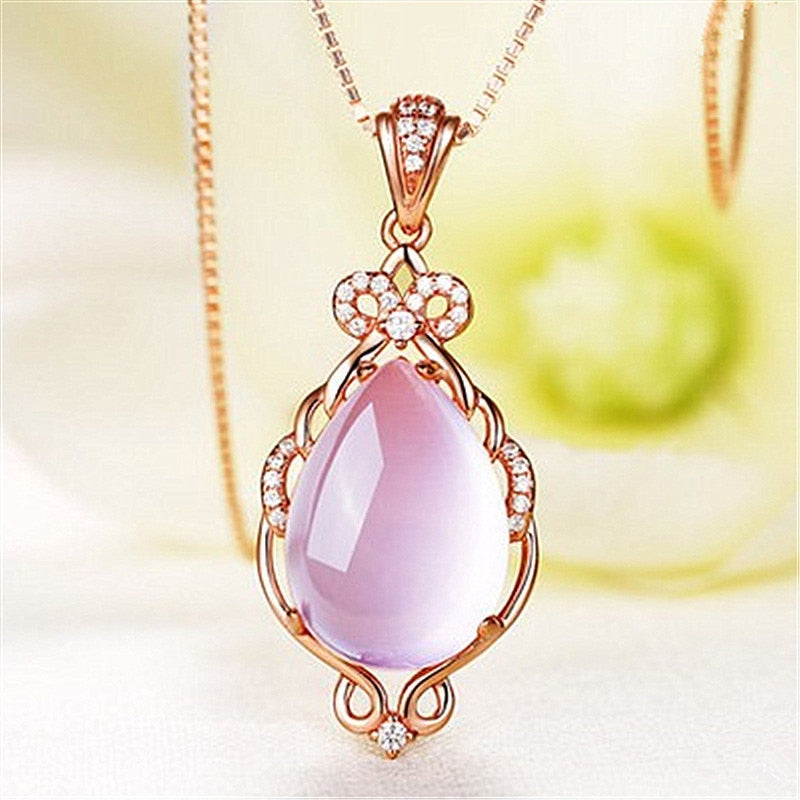 Natural Pink Quartz Pendant Necklace - Omamoristone お守り石