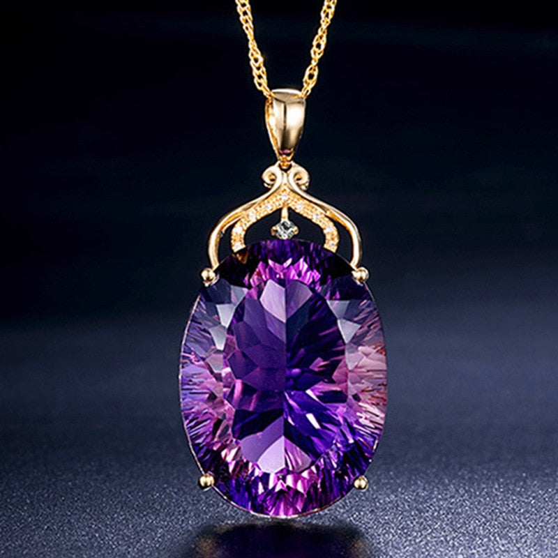 Luxury amethyst Pendant Necklace - Omamoristone お守り石