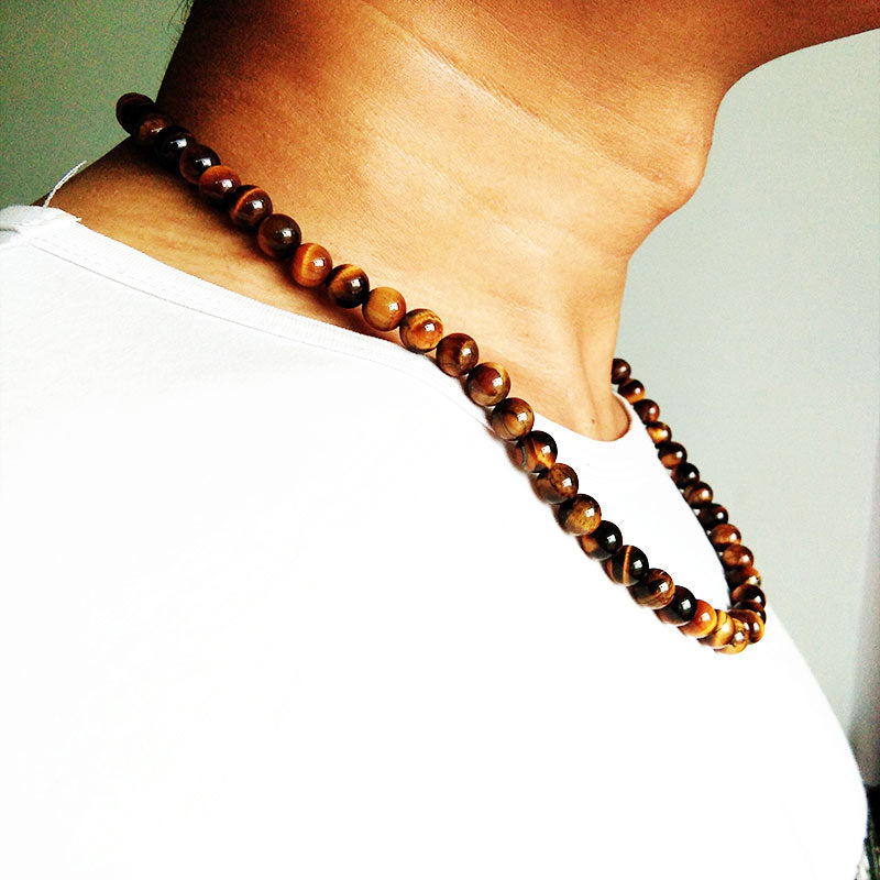 6/8mm Black Lava Stone Beads Necklace - Omamoristone お守り石