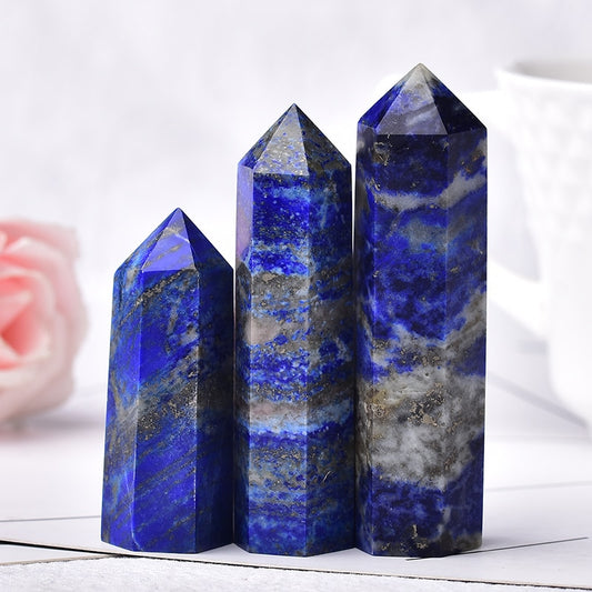 Natural Lapis Lazuli Hexagonal Healing Crystal Point - Omamoristone お守り石