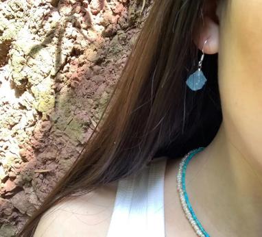Natural Aquamarine Silver 925 Earrings - Omamoristone お守り石