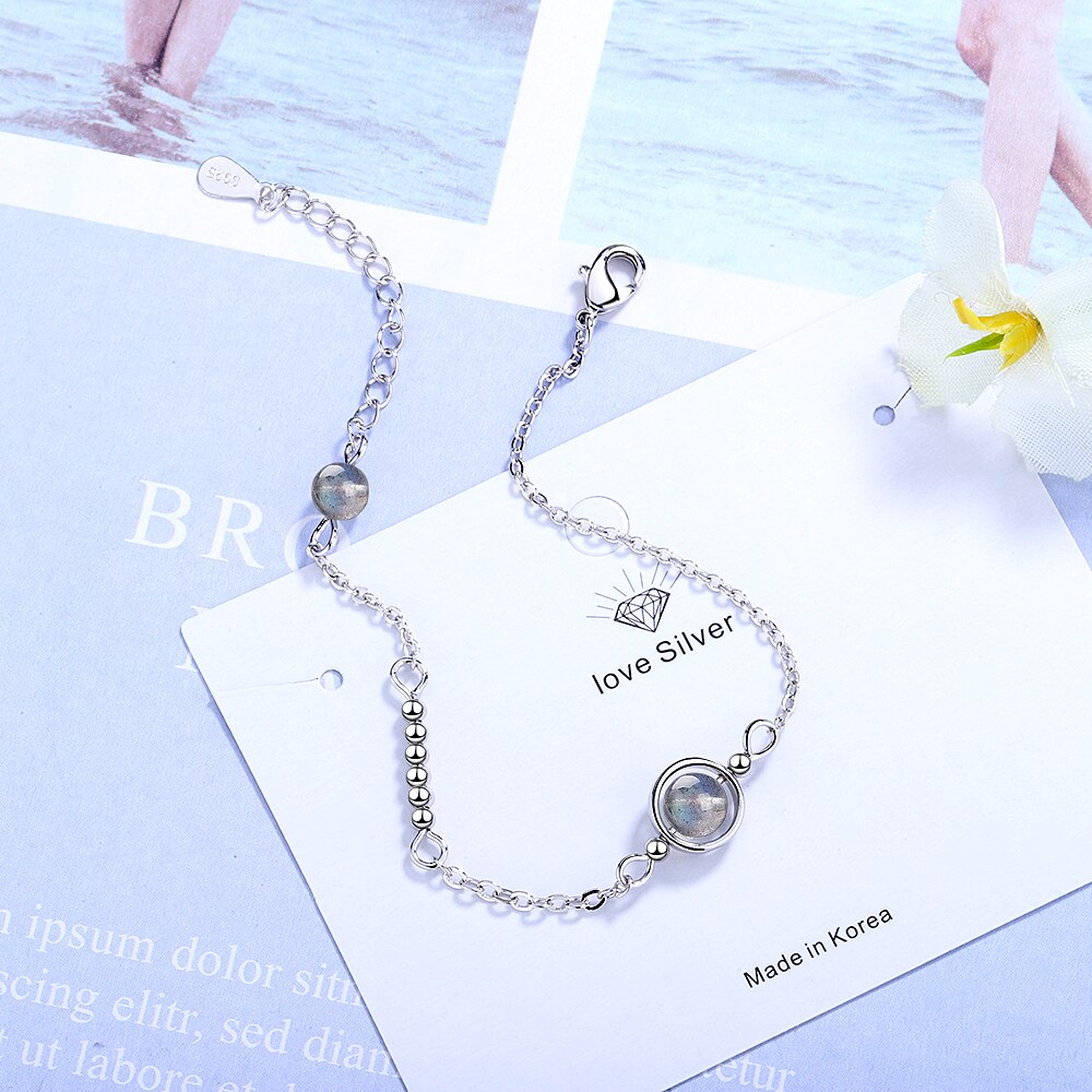 Handmade Crystal Moonstone 925 Silver Bracelet - Omamoristone お守り石