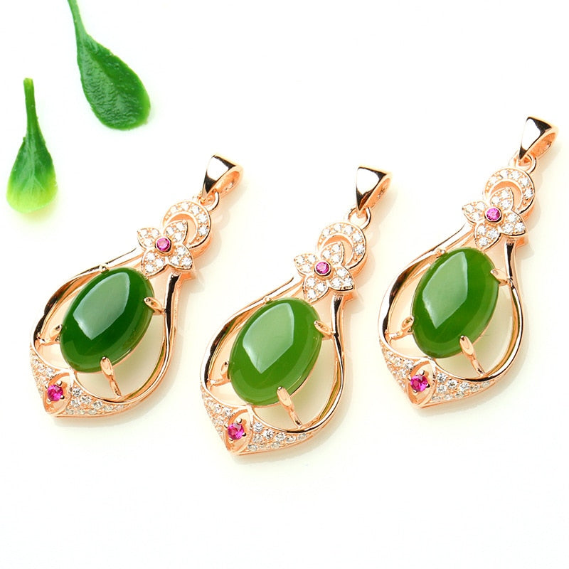 Natural Emerald 18K Rose Gold Necklace - Omamoristone お守り石