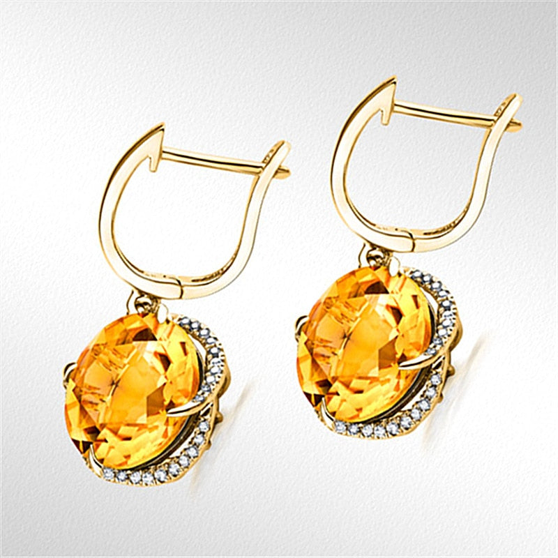 Fashion citrine 18k gold color drop earrings