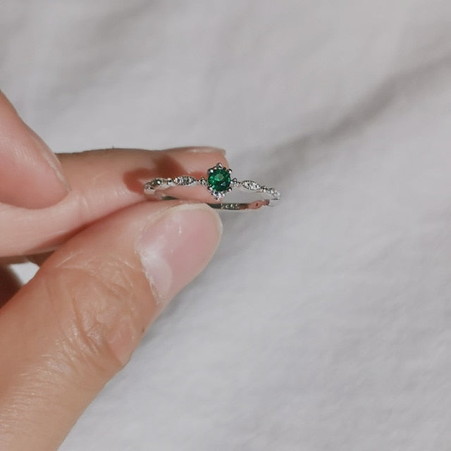 Simplicity Crystal Emerald 14K Gold Ring - Omamoristone お守り石