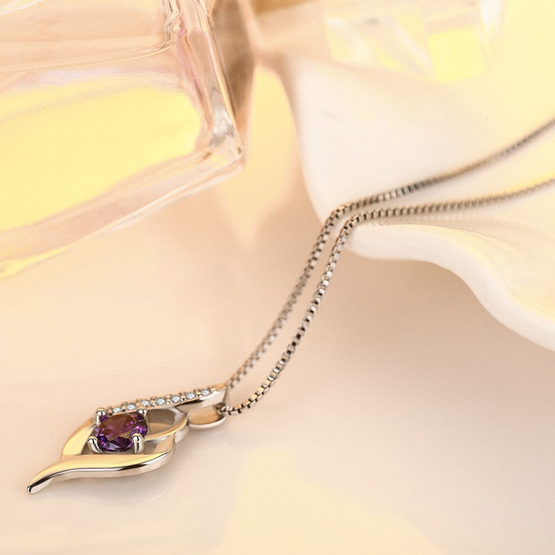 天然紫水晶石英 925 銀項鍊
