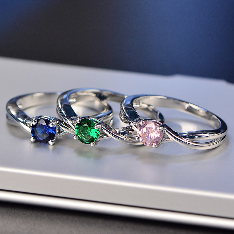 925 Silver Pink Sapphire/Emerald Ring - Omamoristone お守り石