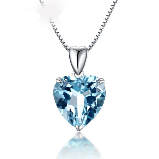 Natural Blue Topaz 925 Sterling Silver Necklace - Omamoristone お守り石