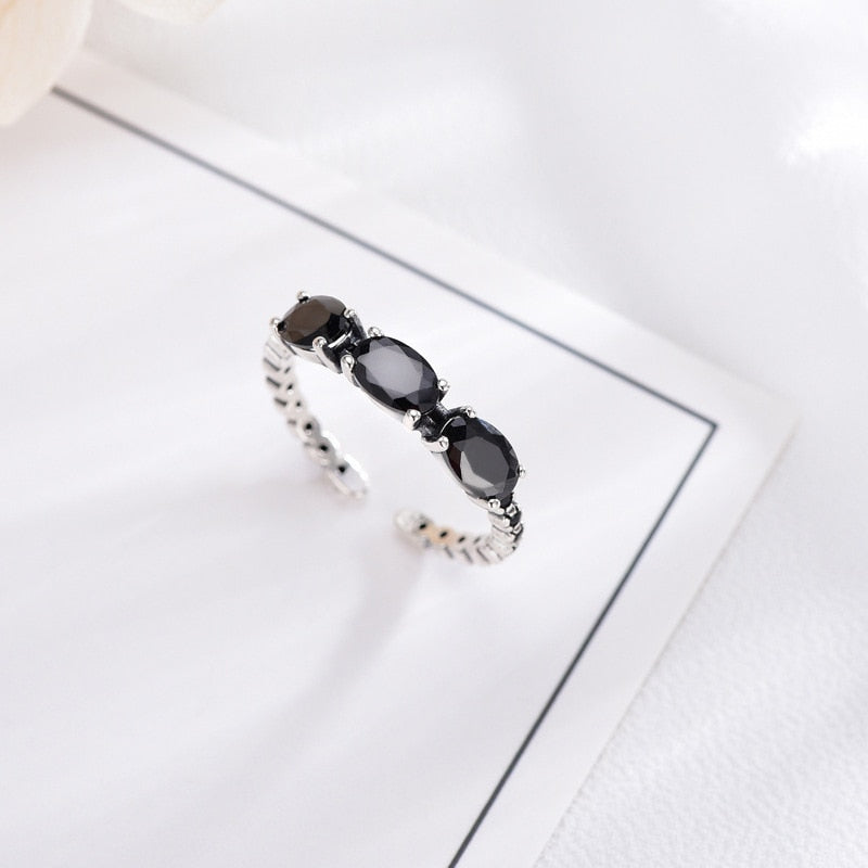 Trendy Obsidian 925 Silver Ring - Omamoristone お守り石