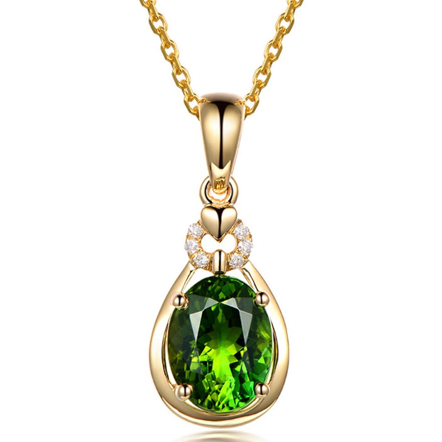 14k gold color emerald small pendant necklaces - Omamoristone お守り石