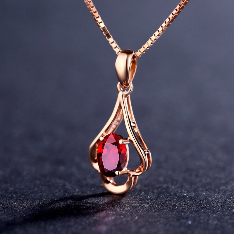 Natural Oval Shaped Ruby 925 Silver Necklace - Omamoristone お守り石