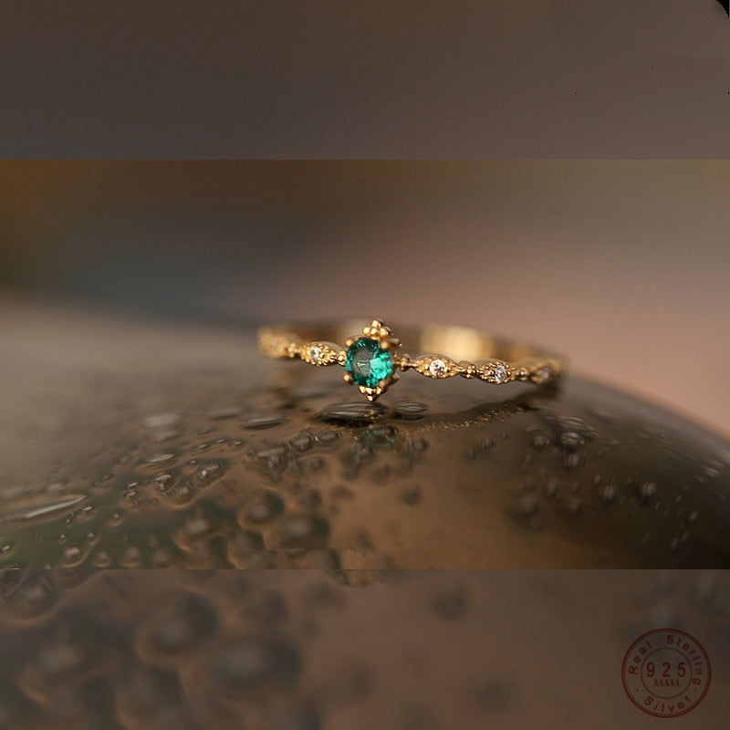 Simplicity Crystal Emerald 14K Gold Ring - Omamoristone お守り石