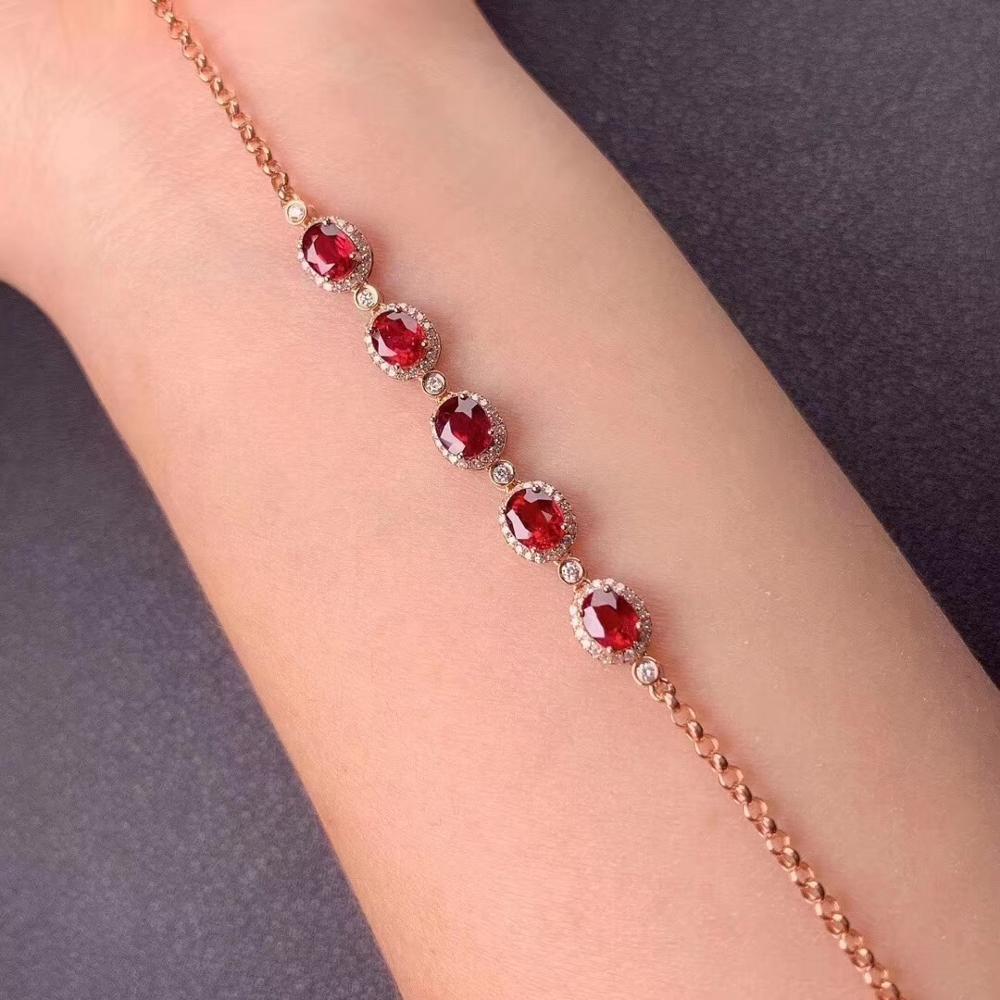 Natural Crystal Ruby 925 Silver Bracelets