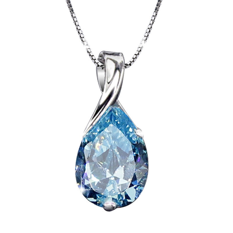 Trendy Aquamarine 925 Silver Necklace - Omamoristone お守り石