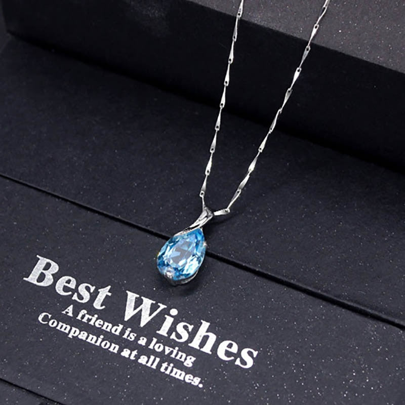 Trendy Aquamarine 925 Silver Necklace - Omamoristone お守り石