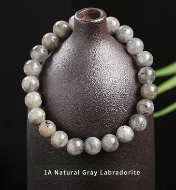 Natural Grey Labradorite Stone Beaded Bracelets - Omamoristone お守り石