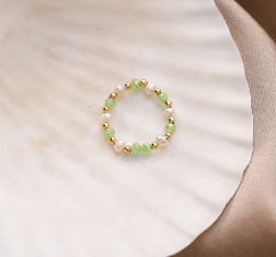 Minimalist Beaded Pearl Ring - Omamoristone お守り石