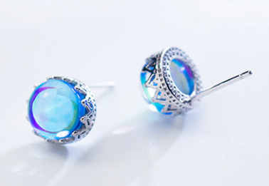 Ocean Blue Aquamarine 925 Silver Earrings - Omamoristone お守り石