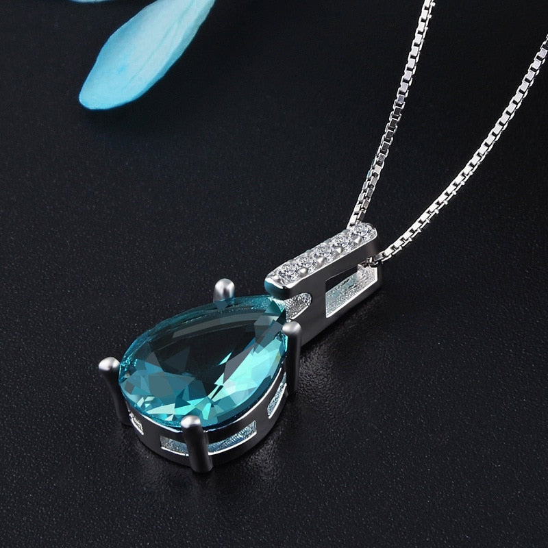 Pure Aquamarine 925 Silver Necklace - Omamoristone お守り石