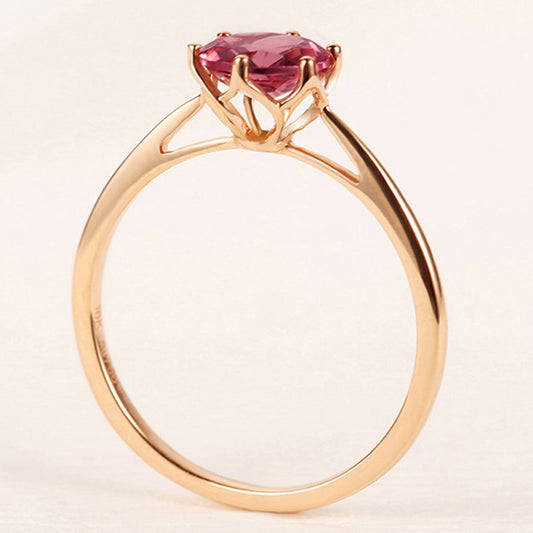 Garnet Red Gem Rose Gold Wedding Rings
