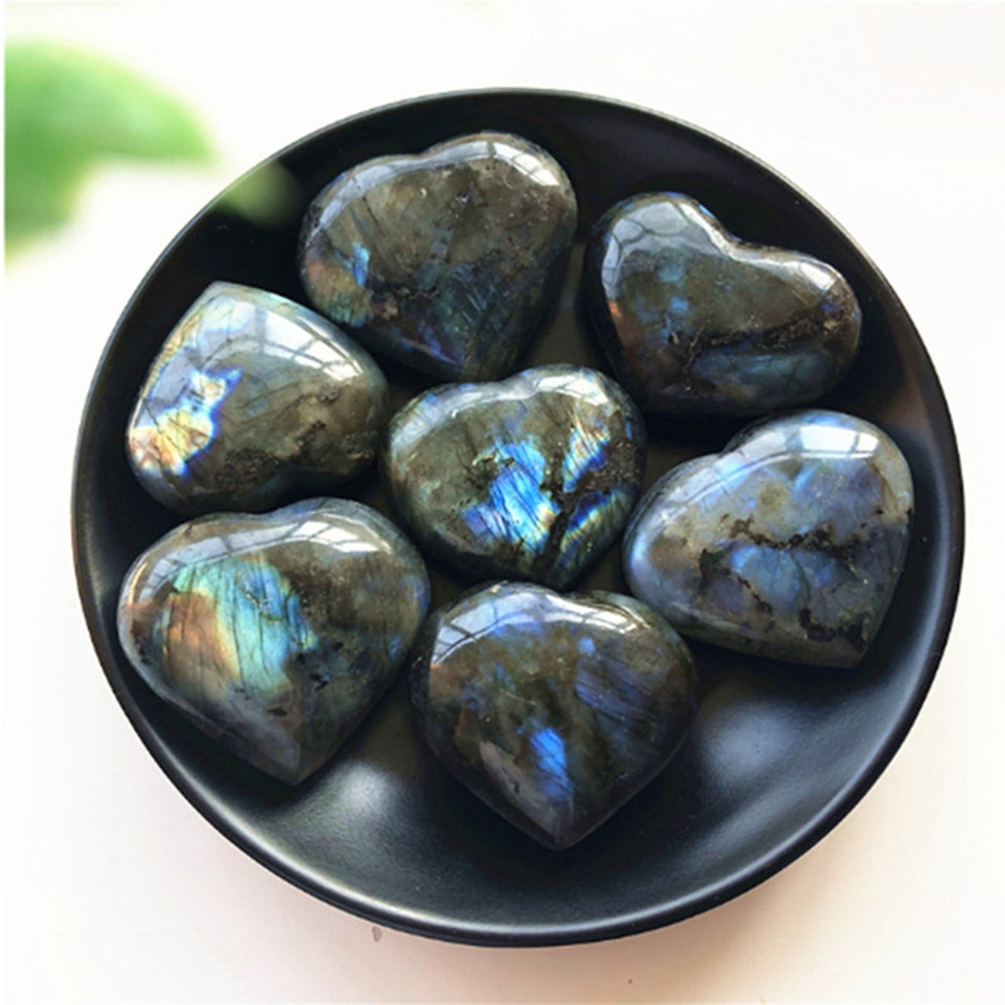 Natural Crystal Labradorite Heart Shape Polished Healing Stone - Omamoristone お守り石