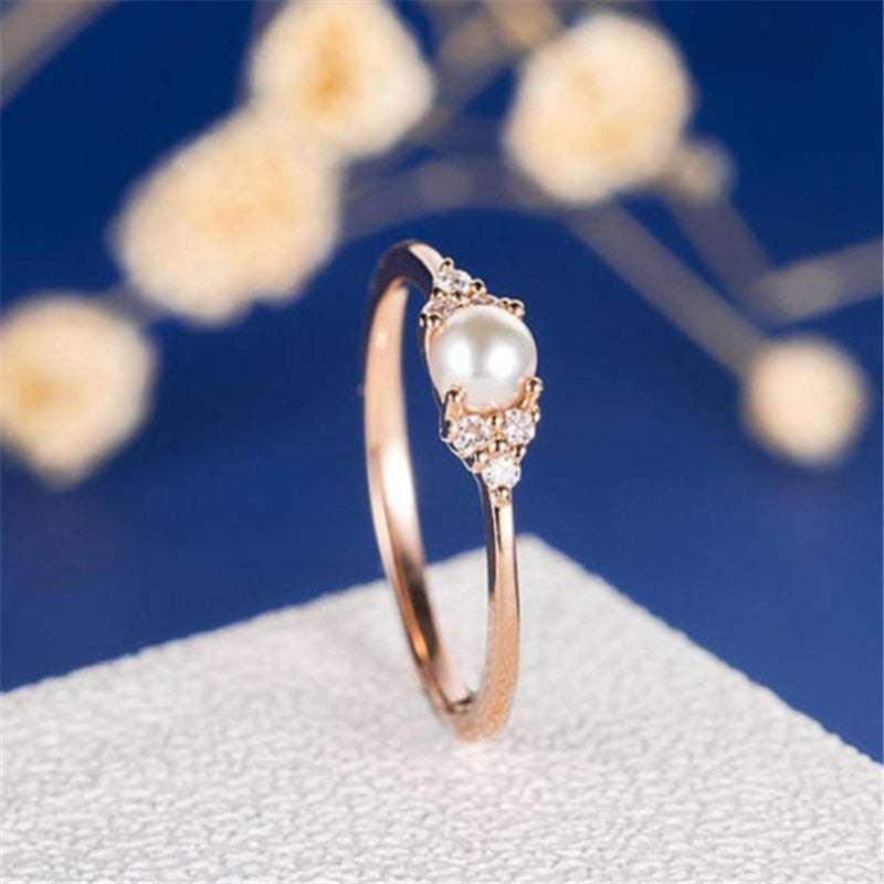 Classic Jewelry Pearl Rose Gold Ring - Omamoristone