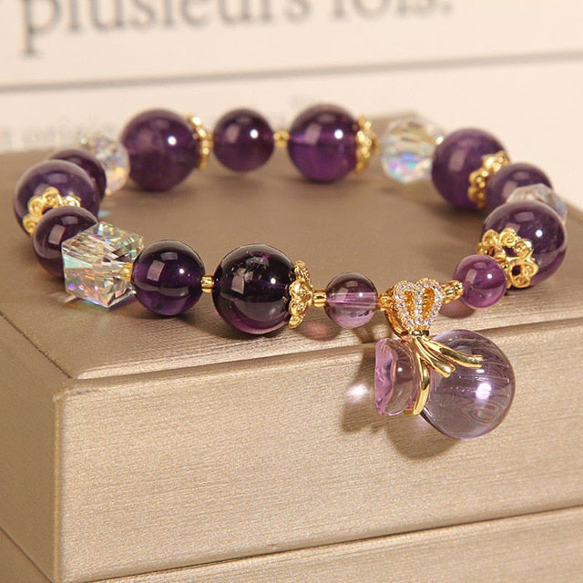 Natural Vintage Amethyst Beads Strand Bracelets - Omamoristone お守り石