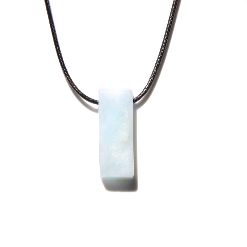 Natural Aquamarine Beads Pendant Necklace - Omamoristone お守り石