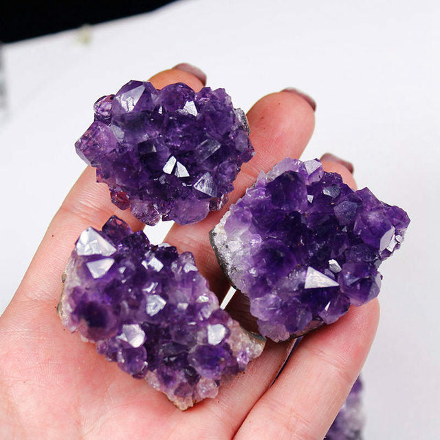 Natural Brazilian Healing Amethyst Quartz Crystal Cluster - Omamoristone お守り石