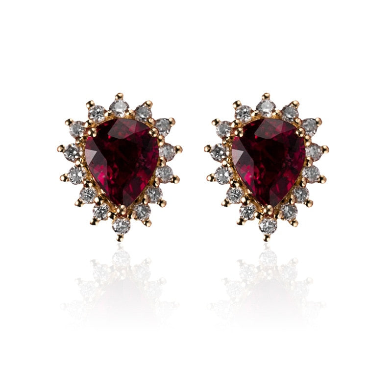 Natural Ruby 925 Silver Plated 14k Gold Earrings - Omamoristone お守り石