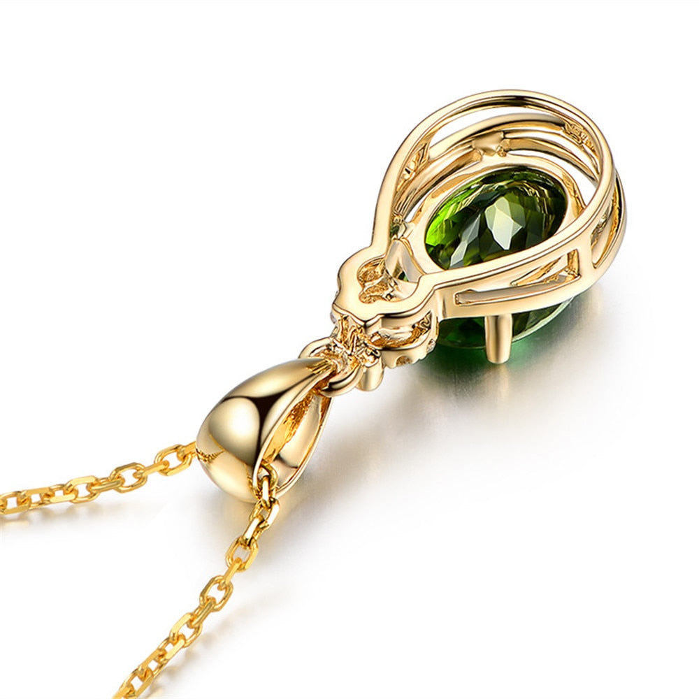 14k gold color emerald small pendant necklaces - Omamoristone お守り石