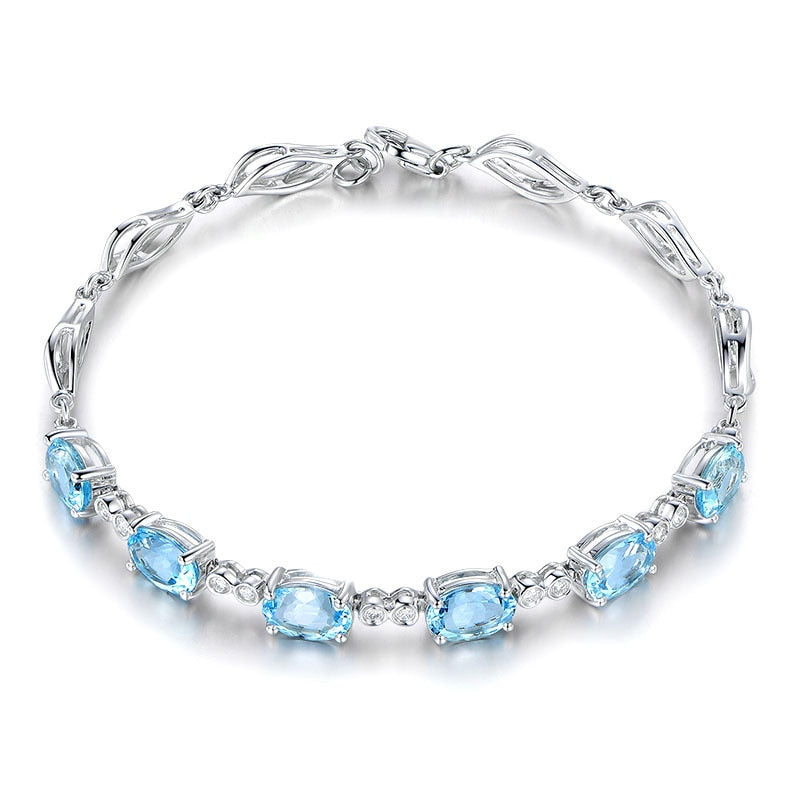 Natural Aquamarine 925 Silver Bracelets - Omamoristone お守り石