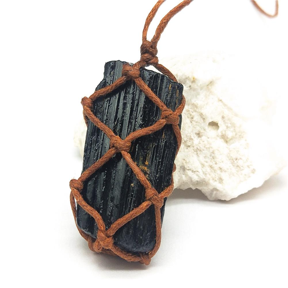 Natural Black Tourmaline Stone Necklace - Omamoristone お守り石