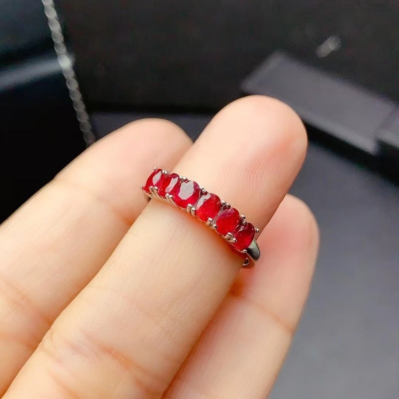 Natural Myanmar Ruby Ring 925 Sterling Silver Ruby Ring - Omamoristone お守り石
