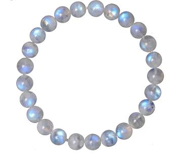 Natural Blue Light Moonstone Crystal Clear Round Beads Bracelet - Omamoristone お守り石