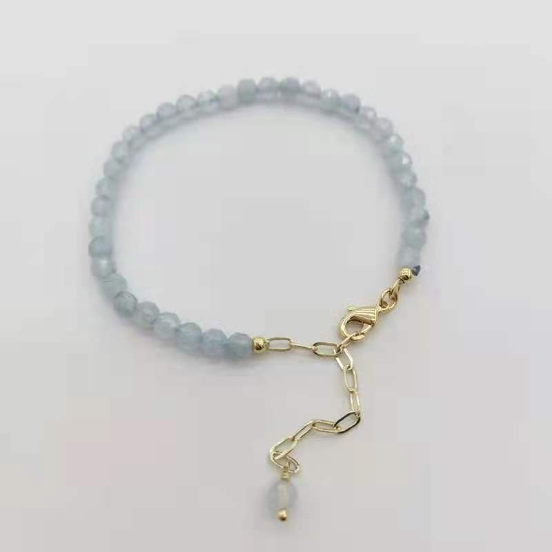 Natural Aquamarine 14K Gold Bracelet - Omamoristone お守り石
