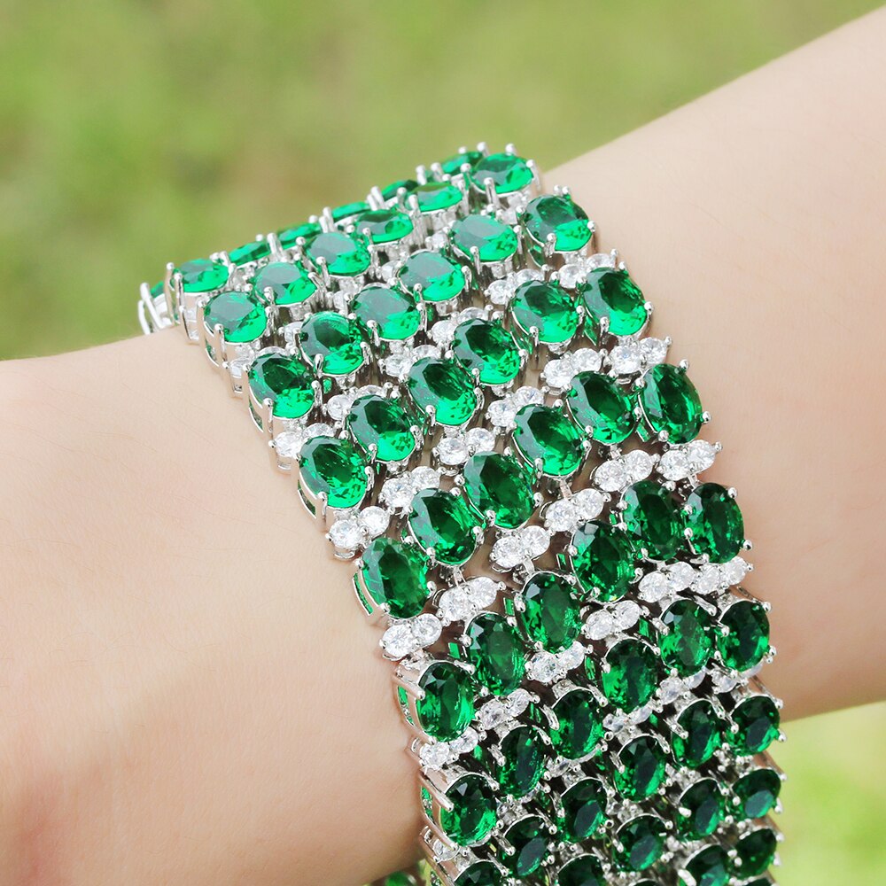 925 Silver Moissanite Emerald Bracelet - Omamoristone お守り石