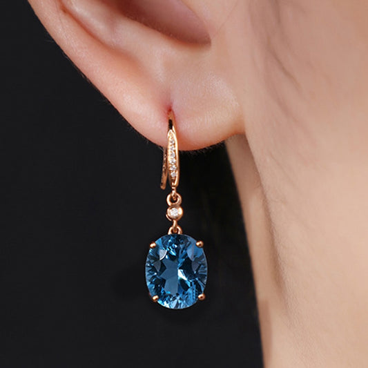 Exquisite Blue Topaz Sapphire Gemstone 925 Sterling Silver Drop Earrings - Omamoristone お守り石