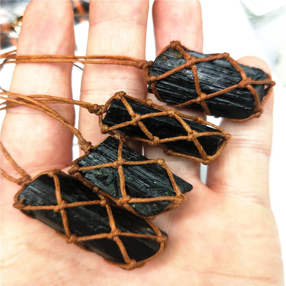 Natural Black Tourmaline Stone Necklace - Omamoristone お守り石