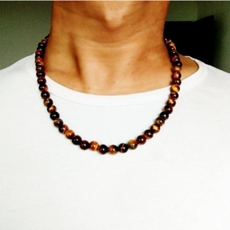 6/8mm Black Lava Stone Beads Necklace - Omamoristone お守り石